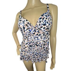 Leilami Abstract Patterned Padded Tankini Bathing Suit Top